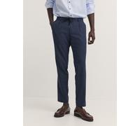 Bundfaltenhose BUGATTI "Superior touch", Herren, Gr. 32, Länge 30, 370, marine, 57% Polyester, 22% Wolle, 17% Viskose, 4% Elasthan, unifarben, gerade, unten schmal, Hosen, mit Stretch und easy-care Fu