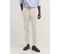 Bundfaltenhose BUGATTI "Superior touch", Herren, Gr. 36, Länge 30, 20, ecru, 57% Polyester, 22% Wolle, 17% Viskose, 4% Elasthan, unifarben, gerade, unten schmal, Hosen, mit Stretch und easy-care Funkt