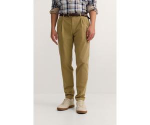 Bundfaltenhose BUGATTI "Tapered Fit", Herren, Gr. 34, Länge 34, 20, khaki, 97% Baumwolle, 3% Elasthan, unifarben, gerade, unten schmal, Hosen, aus Luxury Pima Cotton Feincord (73326233-34) 20, khaki
