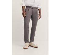 Bundfaltenhose BUGATTI "Tapered Fit", Herren, Gr. 38, Länge 32, braun (80, braun), 62% Polyester, 15% Lyocell, 13% Baumwolle, 7% Polyamid, 3% Elasthan, unifarben, gerade, unten schmal, Hosen Bundfalte
