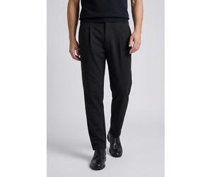 Bundfaltenhose CALVIN KLEIN "TAPERED TECH KNIT PLEATED PANT", Herren, Gr. 36, N-Gr, schwarz, Web, Obermaterial: 69% Viskose, 27% Polyamid, 4% Elasthan, unifarben, regular fit lang, Hosen, Regular fit 