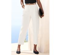 Bundfaltenhose LASCANA, Damen, Gr. 34, N-Gr, creme, Web, Obermaterial: 76% Polyester, 20% Viskose, 4% Elasthan, unifarben, figurumspielend knöchelfrei, Hosen, mit Gürtel, in modischer Barrel-Form, Bus