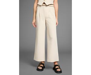 Bundfaltenhose LAURA SCOTT, Damen, Gr. 34, N-Gr, beige, Web, Obermaterial: 80% Polyester, 16% Viskose, 4% Elasthan, unifarben, figurumspielend knöchelfrei, Hosen, mit weitem Bein (14344847-34) beige