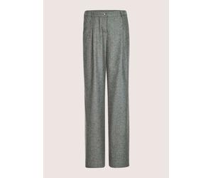 Bundfaltenhose MADELEINE "Flanellhose Flanellhose mit weitem Bein", Damen, Gr. 22, N + K Gr, weiß (bleigrau, wollweiß, melange), Obermaterial: 67% Wolle mw. 30% Polyamid PA. 3% sonstige Fasern AF., Mo