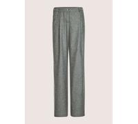Bundfaltenhose MADELEINE "Flanellhose Flanellhose mit weitem Bein", Damen, Gr. 38, N-Gr, weiß (bleigrau, wollweiß, melange), Obermaterial: 67% Wolle mw. 30% Polyamid PA. 3% sonstige Fasern AF., Modern
