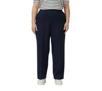 Bundfaltenhose S.OLIVER CURVE, Damen, Gr. 48, N-Gr, blau, Web, Obermaterial: 61% Viskose, 35% Polyamid, 4% Elasthan. Futter: 100% Polyester, unifarben, gerade lang, Hosen, mit Viskose und Stretch/Groß