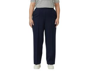 Bundfaltenhose S.OLIVER CURVE, Damen, Gr. 50, N-Gr, blau, Web, Obermaterial: 61% Viskose, 35% Polyamid, 4% Elasthan. Futter: 100% Polyester, unifarben, gerade lang, Hosen, mit Viskose und Stretch/Groß