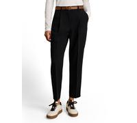 Bundfaltenhose TOM TAILOR "Barrel Leg", Damen, Gr. 34, Länge 28, schwarz (deep schwarz), Web, Obermaterial: 73% Polyester, 20% Viskose, 7% Elasthan. Futter: 100% Polyester, unifarben, bequem lang, Hos
