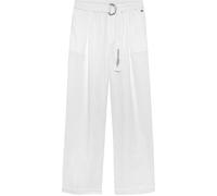 Bundfaltenhose TOMMY HILFIGER "PLEATED LINEN PANT BELT", Mädchen, Gr. 12 (152), N-Gr, weiß, Leinenmischung, Obermaterial: 55% Leinen, 45% Baumwolle, unifarben, loose fit lang, Hosen, Kinder bis 16 Jah