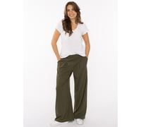 Bundfaltenhose ZWILLINGSHERZ "Bundfalten", Damen, Gr. L/XL, N-Gr, khaki, Web, Obermaterial: 95% Polyester, 5% Elasthan, Hosen (85425969-L) khaki