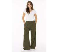 Bundfaltenhose ZWILLINGSHERZ "Bundfalten", Damen, Gr. S/M, N-Gr, khaki, Web, Obermaterial: 95% Polyester, 5% Elasthan, Hosen (85425969-S) khaki