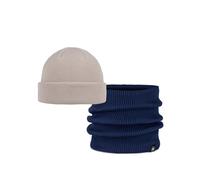 Bundle BUFF® of Street Knitted Mütze Lilon Fisherman Birch Gray und Knitted & Fleece Neckwarmer Renvi Midnight Einzelgröße Erwachsene