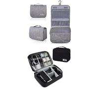 Bundle of AiQInu Kulturbeutel zum Aufhängen + AiQInu 2 layer Kabeltasche Universal Travel Kabel Organizer Tasche Cubes Kabel Etui