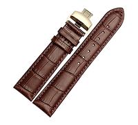 BUNGAA Uhrenarmband, Ersatzarmbänder aus echtem Leder, Le 12-26mm Männer Elegante Klassische Kuh Leder Armband Ersatz Quick Release Faltschließe Uhr Armband Zubehör (Color : Brown Gold, Size : 21mm)