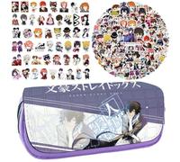 Bungo Stray Dogs Anime bedrucktes Federmäppchen Student Schreibwaren Tasche Große Kapazität Doppellagige Bleistifttasche Gratis 100 Stück Anime Aufkleber Cartoon Graffiti Wasserdichte Aufkleber