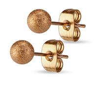 Bungsa 3mm - Rosegold | Ohrstecker sandgestrahlt ~~ 8 FARBEN & GRÖSSEN ~~ 1 Paar Edelstahl (Ohrringe Ohrschmuck Ohrklemmen Studs Damen Frauen Herren Mode Earrings)