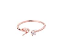 Bungsa Buchstaben Ring roségold Zirkonia-Kristall aus Metall - biegbarer Fingerring/Zehenring Toering für Damen, Kinder & Herren - S