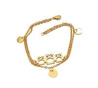 Bungsa Damen Bettelarmband Eulen gold aus 316L Edelstahl