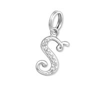 Bungsa KETTEN-ANHÄNGER BUCHSTABEN 925 Sterling Silber mit Kristallen - kleine BUCHSTABEN CHARMS für Bettel-Armband - für Damen, Kinder & Herren - A B C D E F G H I J K L M N O P R S T U V W Z