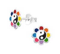 Bungsa Kinder-Ohrstecker Blume Yin&Yang aus .925 Sterling Silber