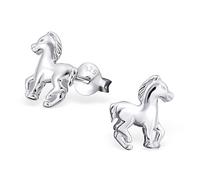Bungsa Kinder-Ohrstecker PFERD aus STERLING SILBER 925 - hübsches Ohrringe Set mit PONY für Damen & Kinder - 1 Paar silberne Ohrringe zum Stecken - edler Ohrschmuck mit Pferd
