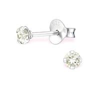 Bungsa Kristall-Ohrstecker mit echtem Kristall LA CRYSTALE 3mm 925 Silber Damen - Silver Shade