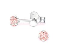 Bungsa Kristall-Ohrstecker mit echtem Kristall LA CRYSTALE 3mm 925 Silber Damen - Vintage Rose