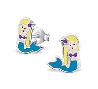 Bungsa Meerjungfrau Kinder-Ohrstecker .925 ECHTSILBER Mermaid Arielle (Ohrringe Echtschmuck Studs Ohrschmuck Jungs Mädchen)