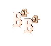 Bungsa Ohrstecker BUCHSTABEN A-Z in Silber oder Rosegold - Alphabet Ohrringe zum Stecken - aus Edelstahl - Ohrschmuck für Damen, Kinder & Herren - A B C D E F G H I J K L M N O P R S T U V W Z