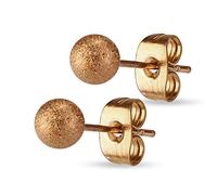 Bungsa Ohrstecker KUGEL Damen & Kinder rosegold - Ohrringe im sandgestrahlten Kugel Design - nickelfreier EDELSTAHL Ohrschmuck für Frauen & Mädchen - niedliche rosegoldfarbene Earstuds mit Kugeln