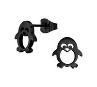Bungsa Ohrstecker schwarzer Pinguin aus 316L Edelstahl Kinder