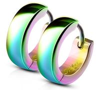 Bungsa Regenbogen - Ohrclips 4mm Edelstahl 1 Paar ~ 5 FARBEN ~ (Ohrringe Ohrschmuck Ohrklemmen Studs Damen Frauen Herren Mode Earrings)