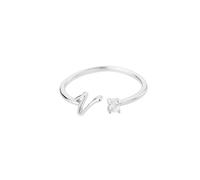 Bungsa RING mit Buchstaben silber mit Kristall aus Metall - biegbarer Fingerring/Zehenring Toering für Damen, Kinder & Herren - V