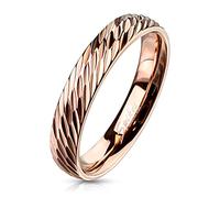Bungsa Rosegold Ring für Damen & Herren Edelstahl rotgold 49 52 54 57 60 62 (Glitter Fingerring Partnerringe Verlobungsringe Trauringe Damenring rotgold rosé)