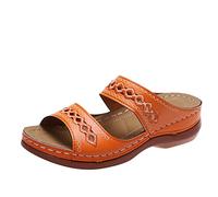Bunion Corrector Sandalen Frauen Sommer Komfort Keil Plattform Sandalen Clip Toe Flache Strand Wanderschuhe Casual Corrector Flip Flop Reisen im Freien,Orange,US4.5/EU35