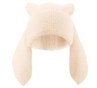 Bunny Beanie Hüte für Frauen Niedliche Kaninchen Beanie Häkeln Hüte Winter Cap Warme Skull Cap Outdoor Ski Slouchy, Beige, Einheitsgröße