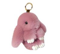 Bunny Keychain - Cute Plush Bunny Charm for Women Girls Handbag or Backpack, Lip Balm Charm Handmade Soft Pompon Keychain, School Bag Mini Bunny Key Ring for Christmas and Valentine's Day Anniversary