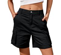 BUNSLOOM Bermuda Shorts Damen Sommer Knielang 6 Taschen Elastischer Bund