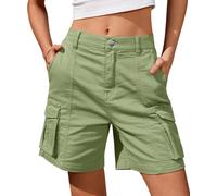 BUNSLOOM Cargo Shorts Damen Knielang 6 Taschen Elastischer Bund Sommer