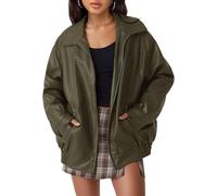 BUNSLOOM Damen Oversize Lederjacken Herbst Mode Motorradjacken aus Wildlederimitat Winter Kleidung Y2k Oberteile