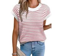 BUNSLOOM Weste Damen Pullover Strick Kurzarm Sommer Casual Elegant Büro Alltag Reise Oberteile Tops