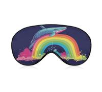 Bunte Augenmaske mit Wal auf Regenbogen, Schlafmasken für Damen und Herren, Schlafmaske, Reise-Augenmaske, Schlafmaske, Verdunkelung, lustige Schlafmaske, niedliche Schlafmaske