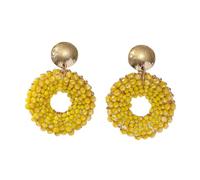 Bunte Boho Perlen Ohrringe für Frauen, Sommer Strand Handgemacht Retro Hirse Perlen Kreis Ohrstecker Statement Schmuck Geschenk Gelb