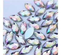 Bunte Edelsteine, Strasssteine zum Basteln, Pferdeauge, flache Rückseite, Acryl, für Halloween, Party, Dekoration, Kleidung, Hochzeitskleid, Bastelzubehör, 100 Stück, 15 x 7 mm (01 klares AB)