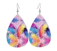Bunte Federmuster in Tropfenform, modische Ohrringe geeignet für Arbeit, Dating, Urlaub