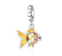 Bunte Fisch - Schuppen Epoxy Goldfisch Anhänger Charm, 925 Sterling Silber Charm Armband Zubehör, kompatibel mit Pandora Armband Halskette