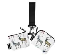 Bunte Graffiti-Hirsch-Damen-Geldbörse Kartenetui, niedlich, modisch, Reißverschluss, Münztasche mit Reißverschluss, Münzfach für Arbeit, Reisen, 2 Stück, Bunte Graffiti-Hirsche, 1 size