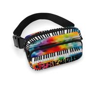 Bunte Gürteltasche mit Klaviertastatur, Musik, modische Bauchtasche mit verstellbarem Gurt, für Outdoor-Workout, Radfahren, Uni, weiß, 20 x 13 cm, Hüfttasche, weiß, 20x13cm, Hüfttasche
