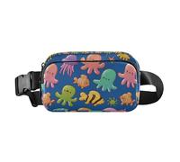 Bunte Happy Animal Seas modische Gürteltasche für Männer und Frauen, Mehrzweck-Croose-Körpergeldbörse mit verstellbarem Riemen für Reisen, Urlaub, Laufen, Bunte fröhliche Tiermeere, 1 size