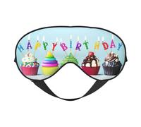 Bunte Happy Birthday Cupcakes Druck weiche Verdunkelungs-Augenmaske, Reise-Augenmaske, Seitenschläfer-Augenabdeckung, Schlaf-Augenmaske für Männer und Frauen
